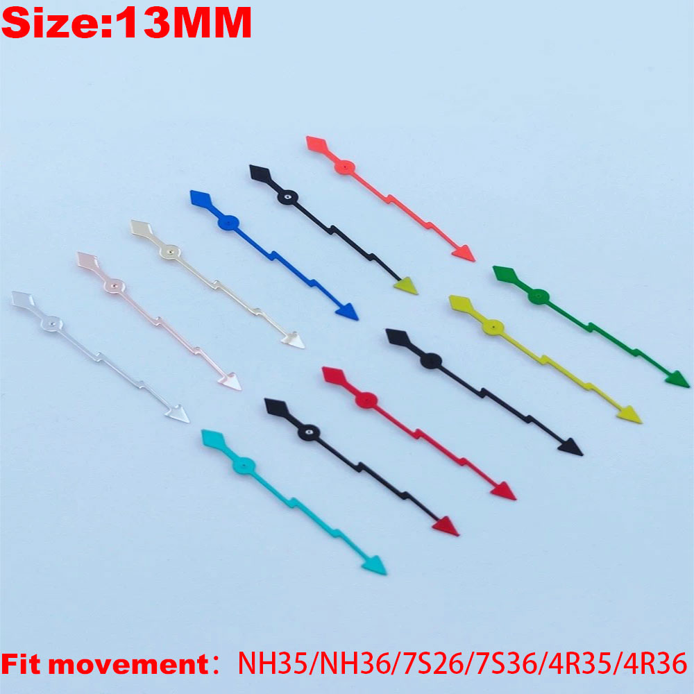 13mm High Quality NH35 NH36 Watch Single Second Hands C3 Green Lume Luminous Watches Pointers Fit NH35 NH36 4R 7S Movement