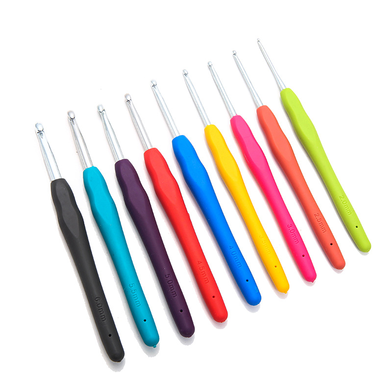 Color Soft Handle Crochet Tool Set Hand Knitting Wool Thick Fine Needle Hook Sweater Scarf Nine-piece Set