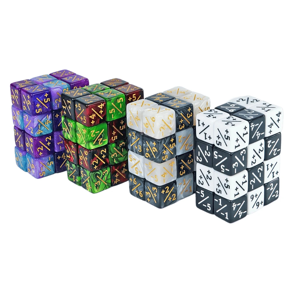 New 10pcs Six Sided Dice Set D6 Counters +1/+1 and -1/-1 Set ，Entertainment games