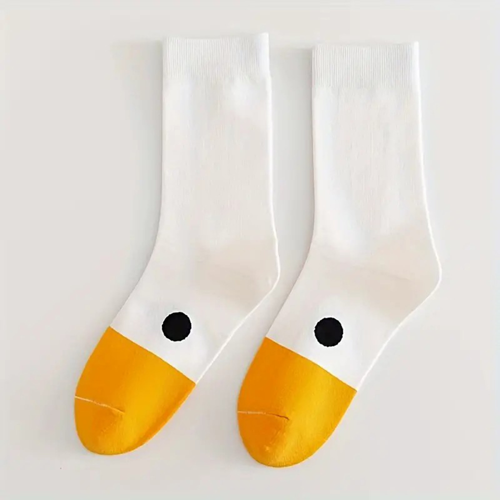 1/6 Pairs Cartoon Women Socks Fashionable And Versatile Cute Design Funny Goose Breathable Soft Comfortable girl Casual Socks