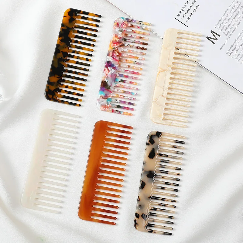 Acetate Hair Combs New Colorful Wide Teeth Hairdressing Comb Cute Cat Anti Static Washing Comb Women