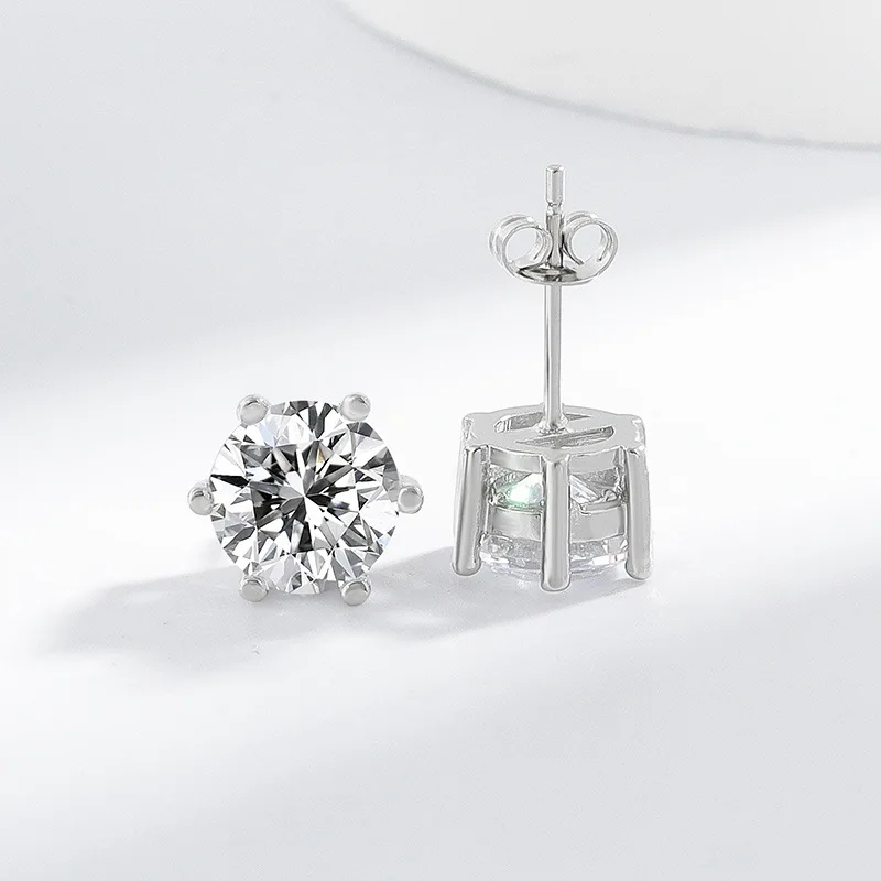 5-9MM Moissanite Earring 925 Sterling Silver Plated with 18k White Gold Stud Earrings For Women Jewelry