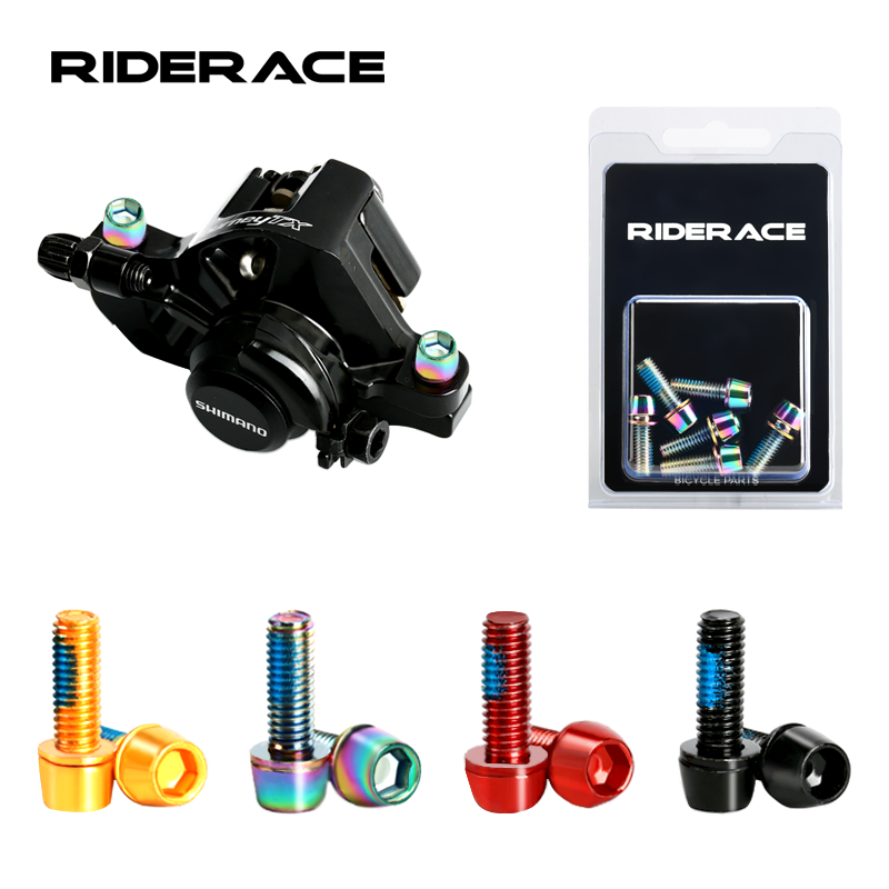 6 Pcs Bicycle Disc Brake Caliper Bolt Clamp Fixed Screws M6*18MM Titanium-plated Colorful Steel For MTB Mountain Bike