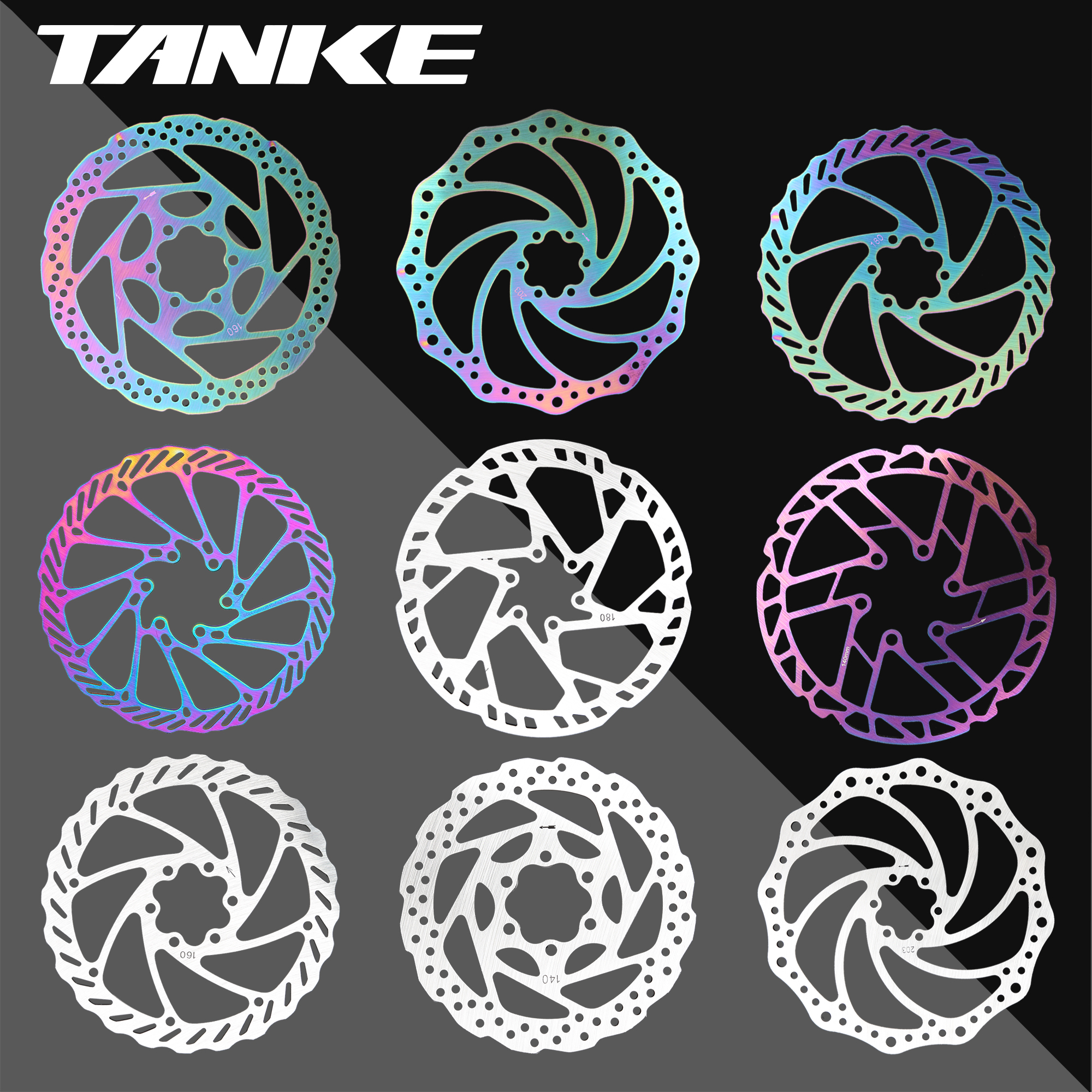 TANKE Bike Disc Brake Rotors 140/160/180/203mm With Bolts Oil Slick Hydraulic Brake for MTB Road Bicycle Parts fit mt200 Shimano
