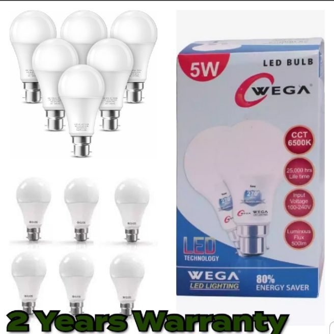 10 Pieces 5 Watt Wega Led Bulb 5W With 2 Year Warranty Energy Saving Bulb