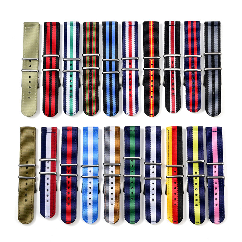 Nylon Canvas Watch Band 18mm 20mm 22mm, One Piece Loop Woven Wristband, Universal Replacement Strap for Men Women