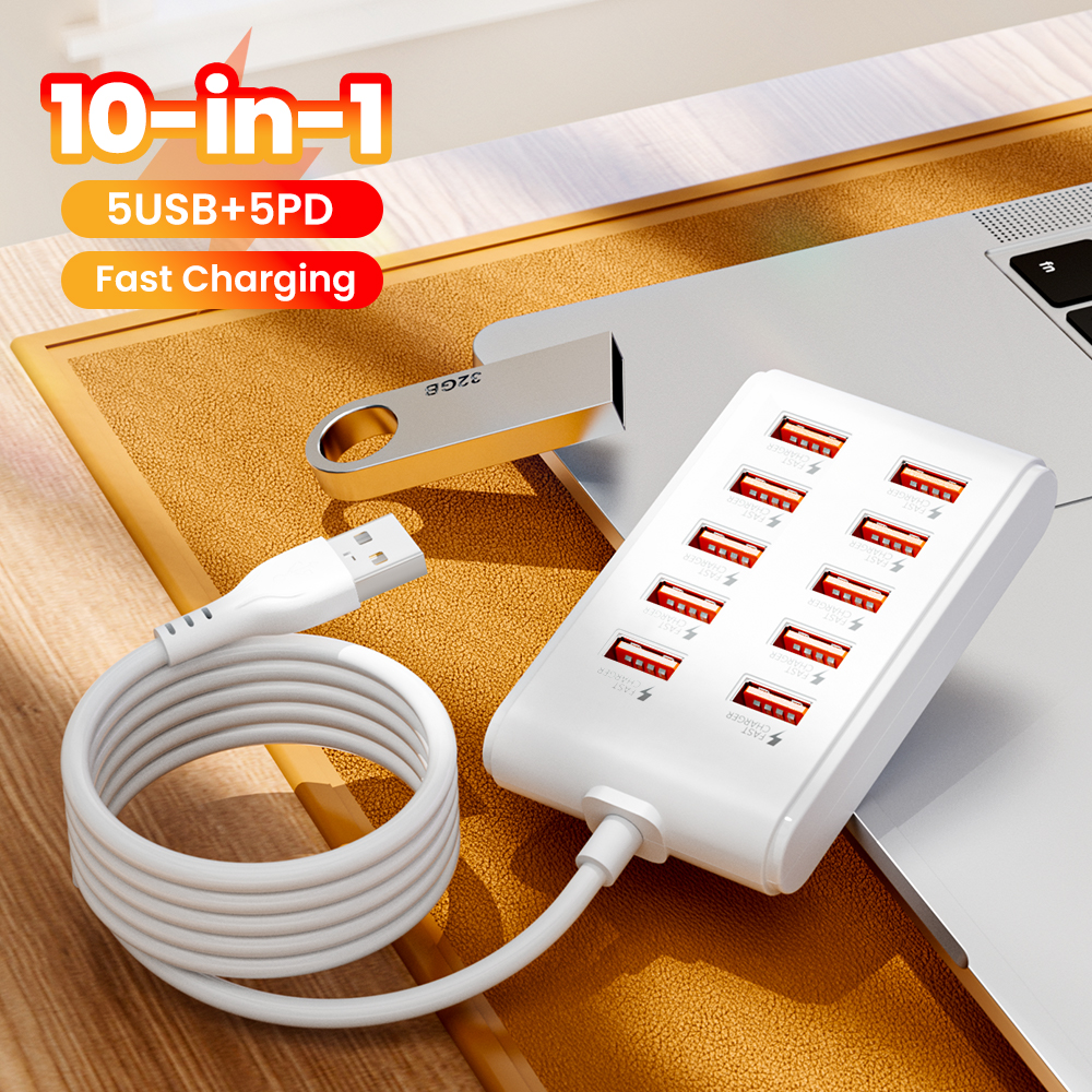 USB HUB 9V2A/5V3A/5V2A/5V1A 10Ports Docking Station Laptop Desktop Computer External USB Port Mouse Keyboard Hard Disk Connector
