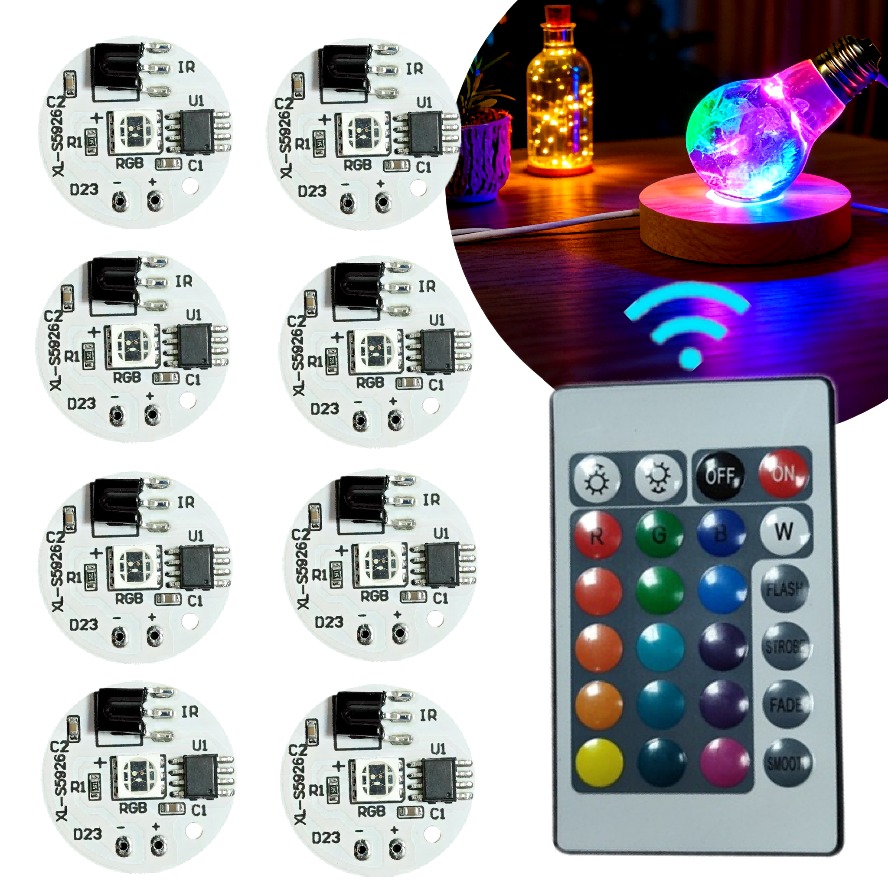 1 Set Linkage Control 5V 23MM RGB LED Light Plate Colorful Source Wireless Remote DIY Advertising Decoration Light COB LED Chip