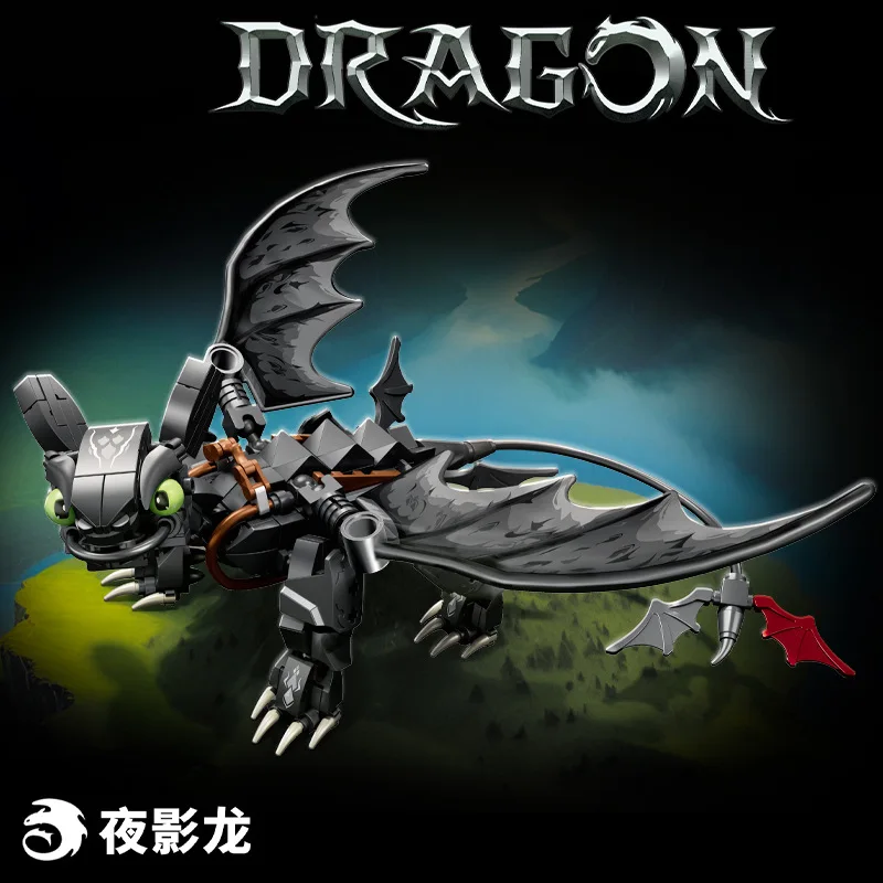 MOC Technical Popular Anime Flying Dragon Building Blocks Bricks Assembling Model Toys for Children Birthday /Halloween Gift Set