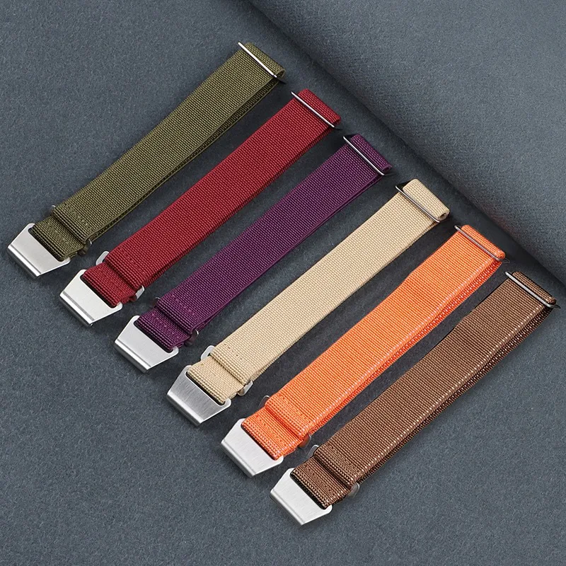 18/20/22MM Nylon Watchband for Woven Elastic Strap for French Troops Parachute Bag Universal Men Sport Band