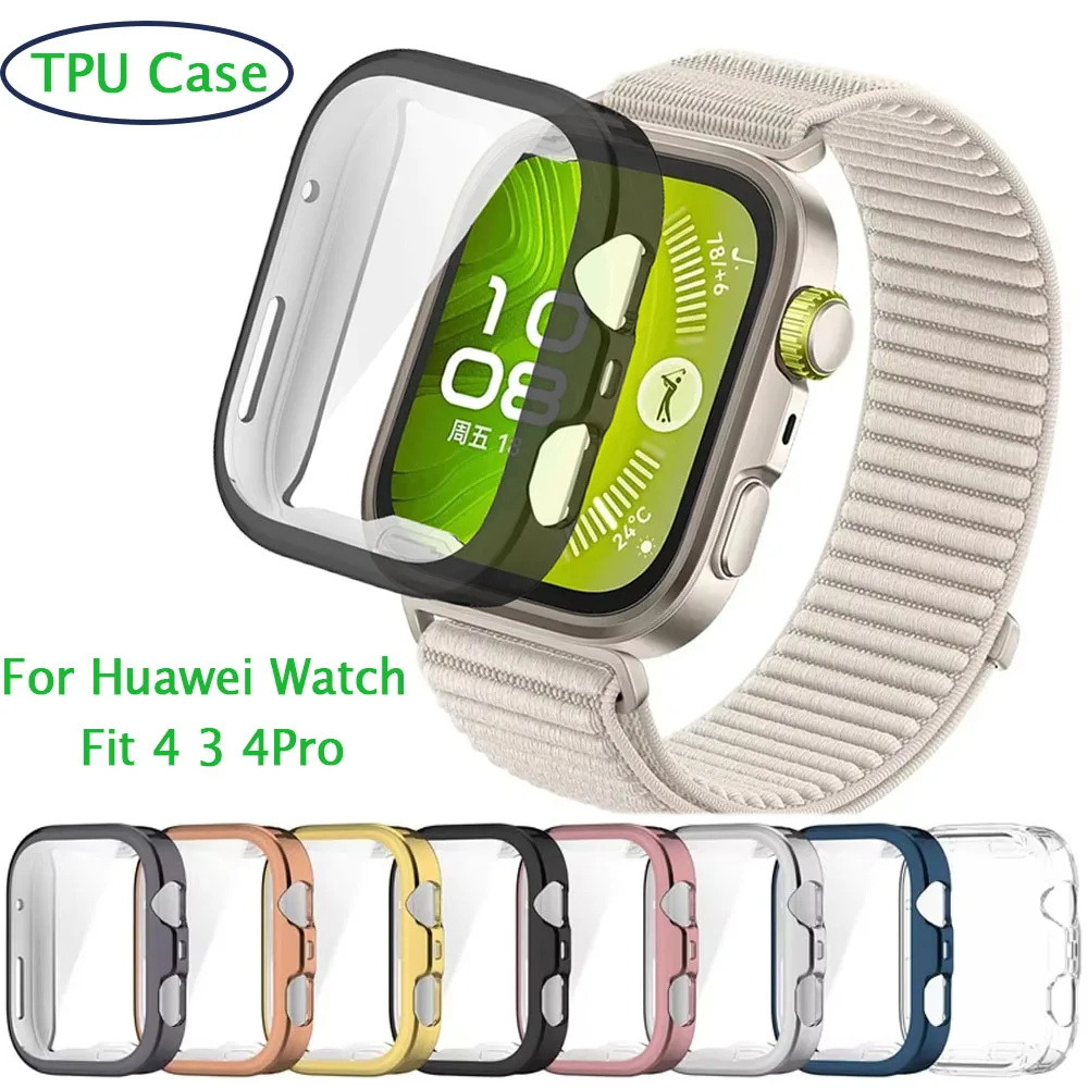 Nylon Strap+TPU Case for Huawei Watch Fit 3/4/4 Pro Anti-fall Protective Case+Sports Bracelet for Huawei Watch Fit 4 Pro 4 Band