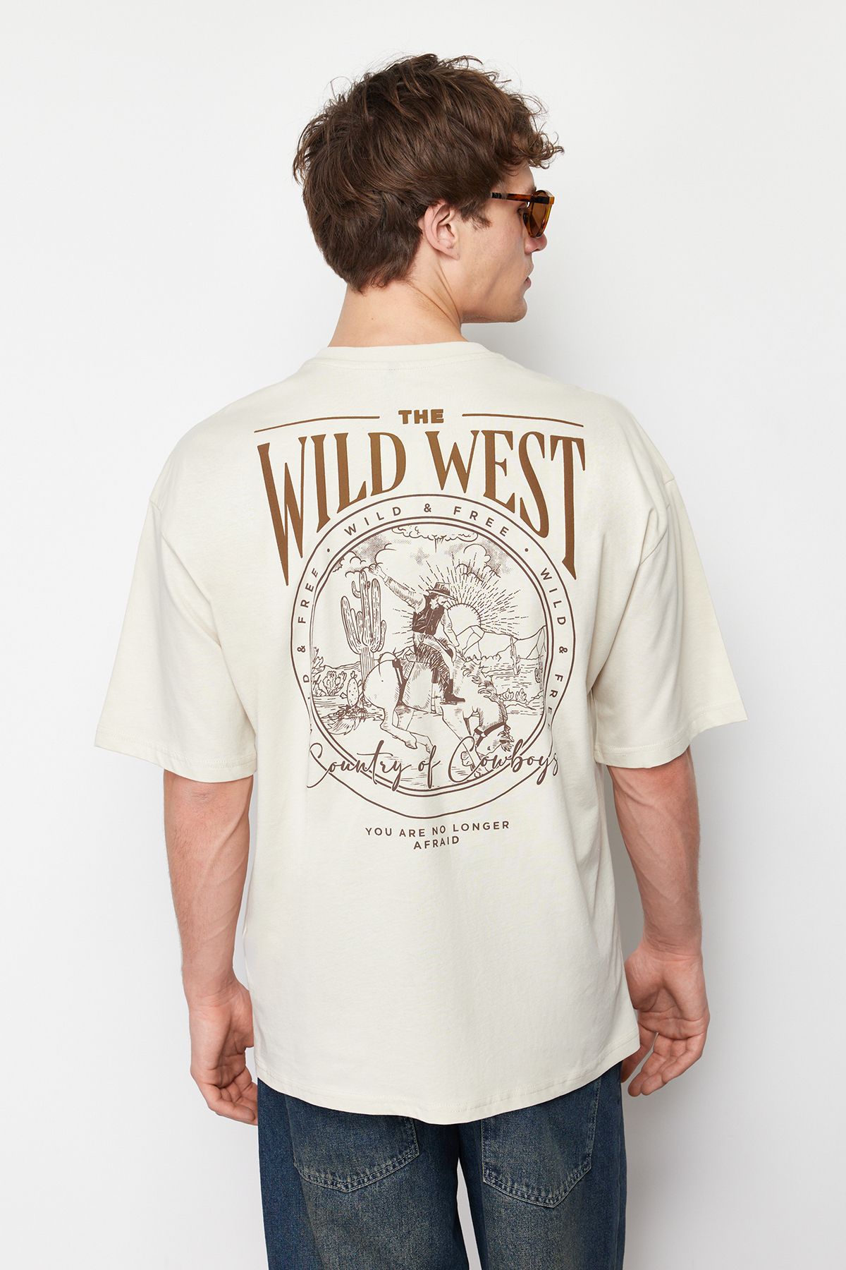 Wild Printed Cotton T-Shirt For Men - 100% Cotton, Wide Fit / Summer