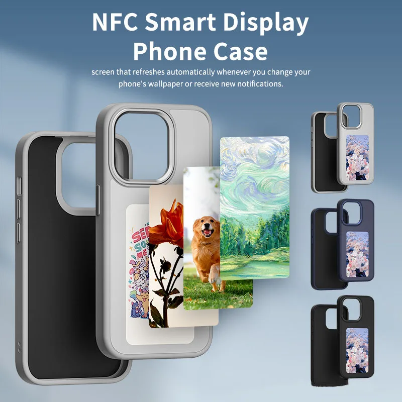 NFC Ai Case For iphone 13 14 15 Pro Max Case Smart E ink Screen Phone Case DIY Concert Party Silicone Phone Cover Battery Free