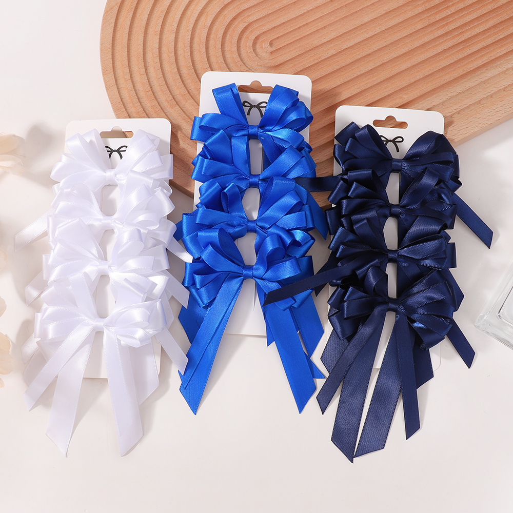 2Pcs Gorgeous Flower Bows Hair Clips Exquisite Tassel Ribbon Hairgripes Girls Party Decoration Hair Accessories