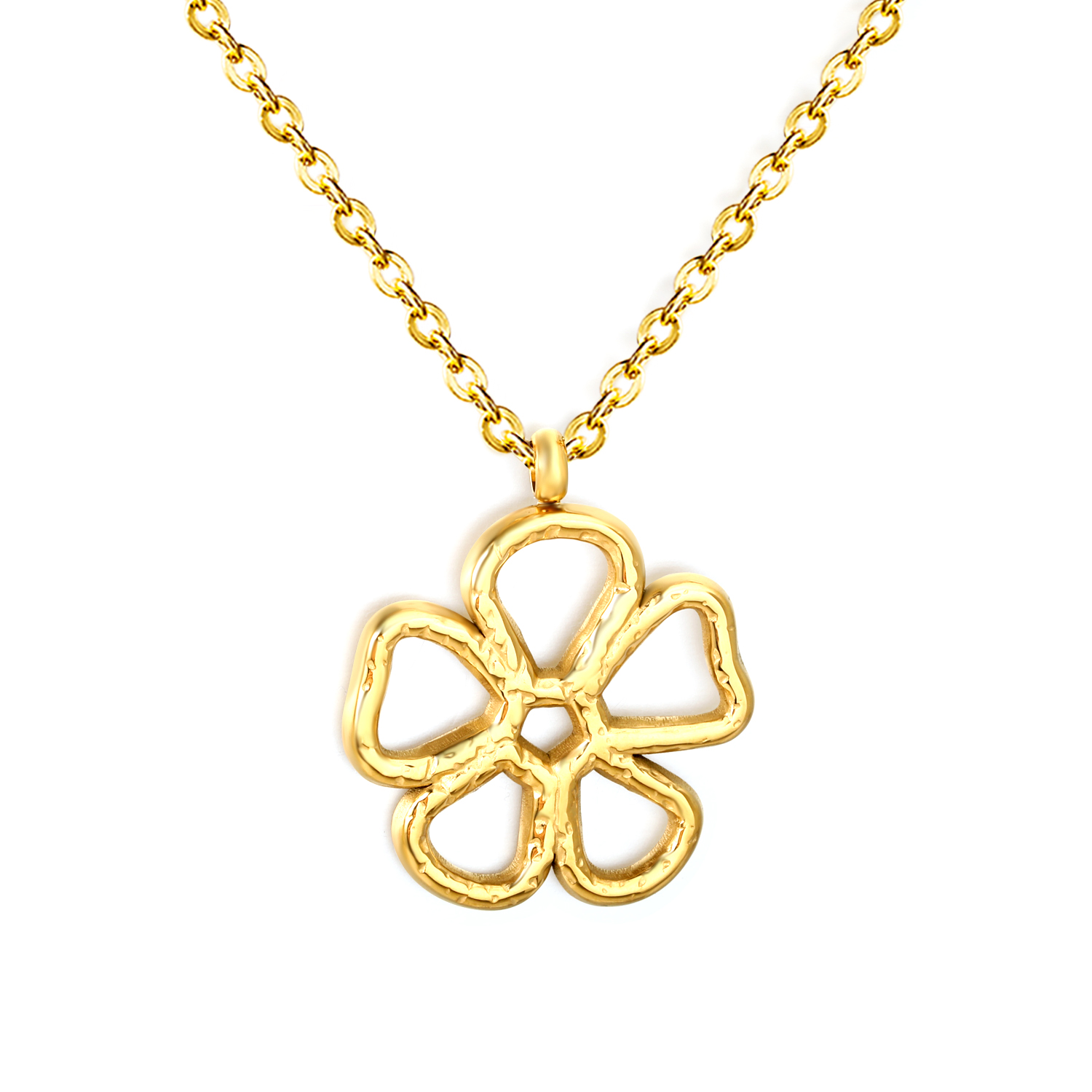 Fashionable Sweet Stainless Steel Flower Necklace with Gold Plating Elegant Accessory Lightweight Luxury Jewelry for Girls