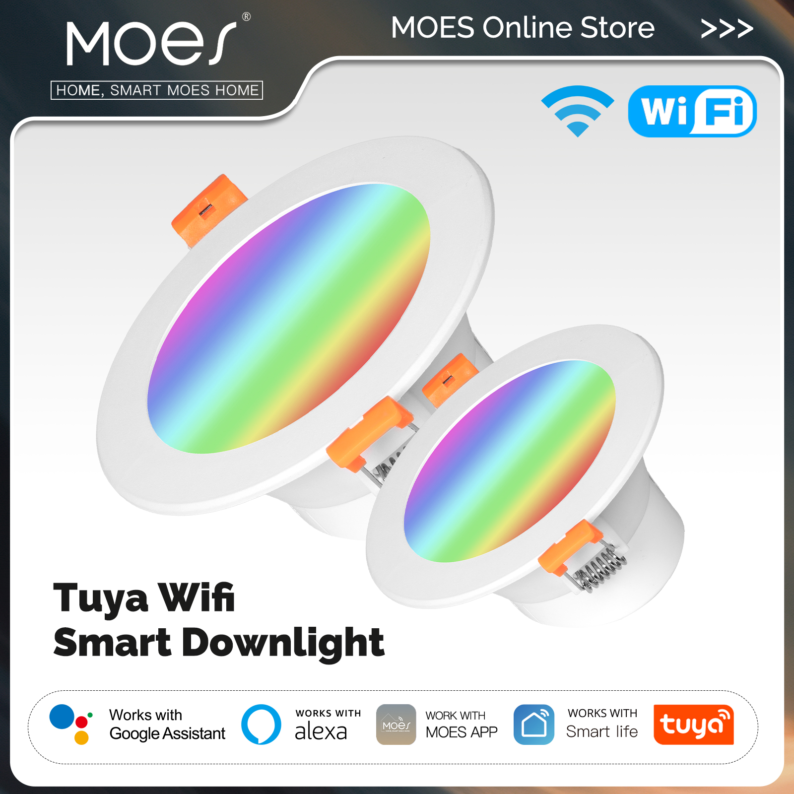 MOES WiFi Smart LED Downlight Zigbee Dimming Round Spot Light 9/12W RGB Color Changing Warm Cool light Alexa Home Vocie lightify