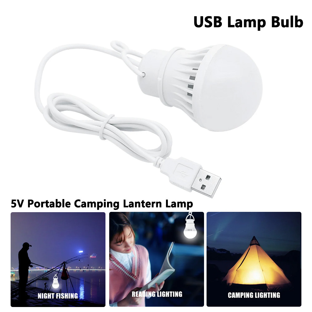 3W 5W 7W USB Lamp Bulb Portable Camping Lantern Lamp LED Power Reading Book Light For Outdoor Camping Tent Emergency Lighting