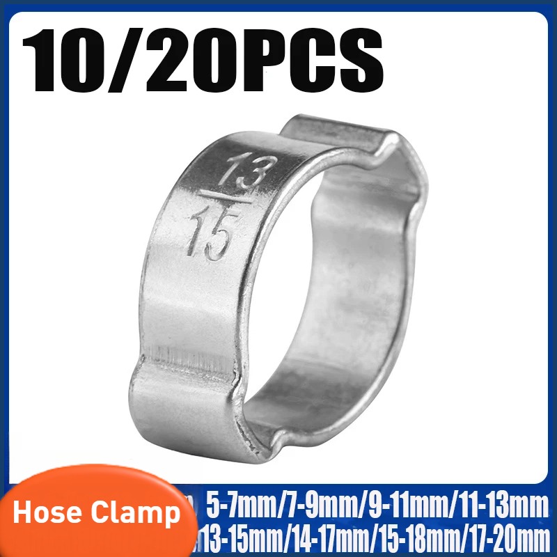 High Quality 10/20PCS Hose Clamp Double Ear Clamp Worm Drive Fuel Water Pipe Clamp Hose Fuel Spring Clamp 5-20mm