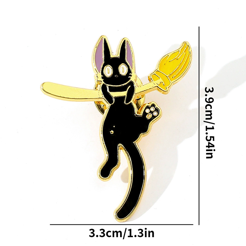 1pc Cartoon Metal Brooch Lapel Pin Cute Black Cat Enamel Fashion Bag Badge Accessoriess Gift For Kids Friends