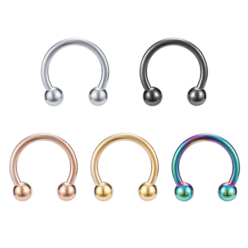 Double Head Bolt Piercing Nose Rings Hoops Cartilage Hoop Earring Piercing Open Stacked Hoop Nose Rings for Women and Men 1 Pcs