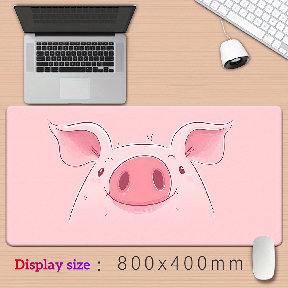 Pink Pig Black White Red Background Mouse Pad, Waterproof Anti-Slip Natural Office Gamer Desk Mat