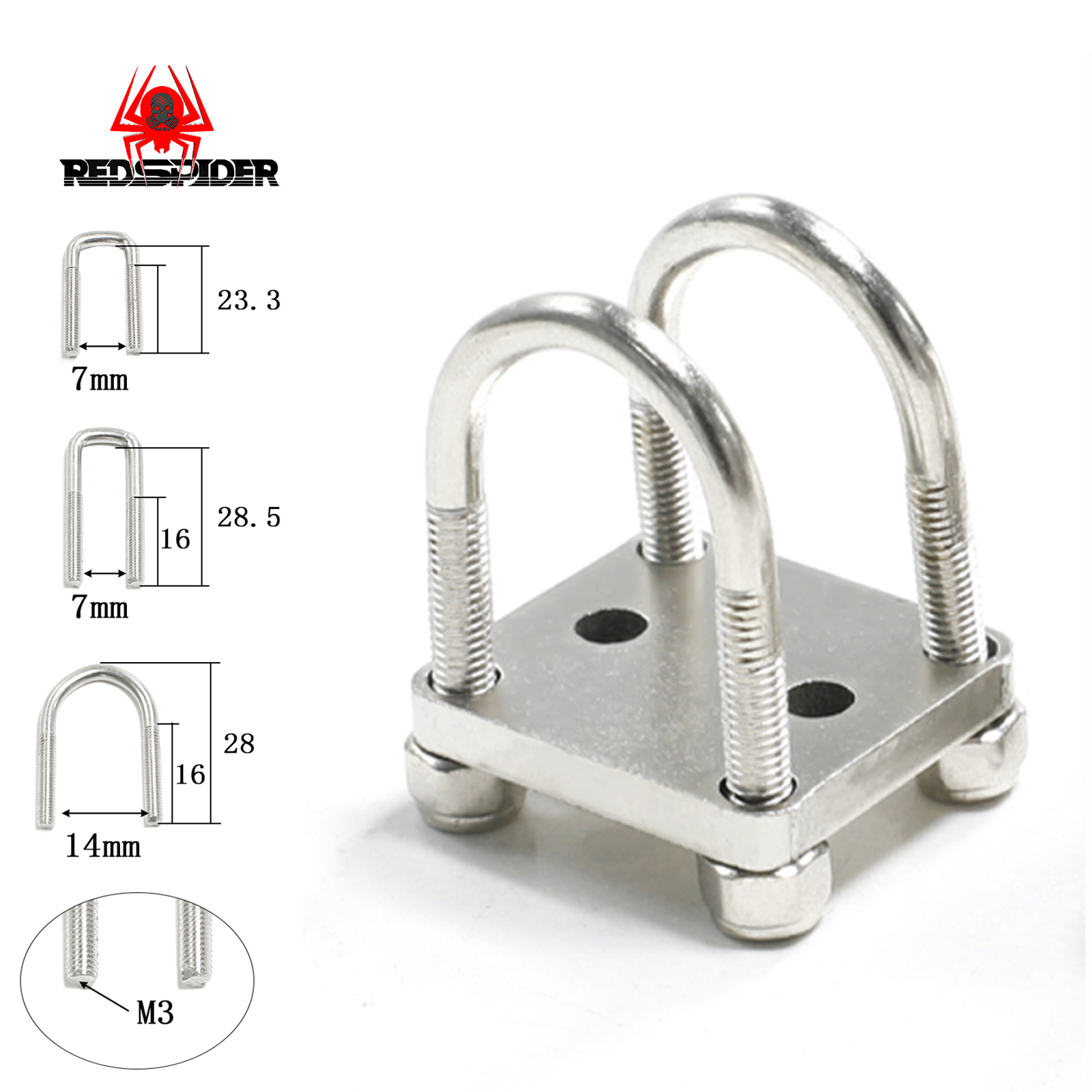 RS RC 1 Set Scale Metal U-shaped Screw Suspension Bracket for 1/14 Tamiya RC Dump Truck SCANIA 770S R620 Volvo FH16XL LESU Car