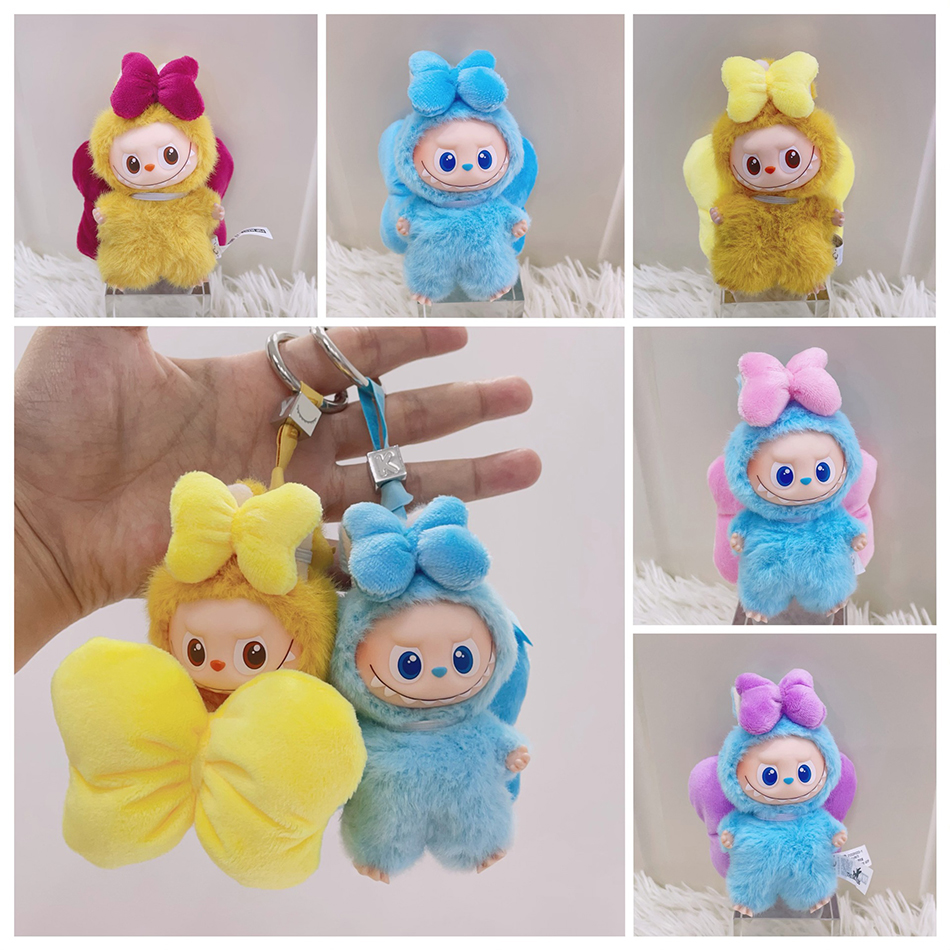 10cm Mini Labubu 4.0 Doll Clothes 4th-Gen Yellow Blue Red Pink Purple Cute Bow Accessories For Mini Outfit Labubu Accessories