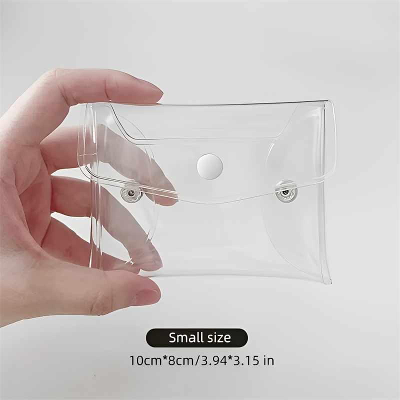 Transparent PVC Cosmetic Bag Waterproof Portable Makeup Organizer with Button for Brushes Toiletry Stationery Travel Essentials​