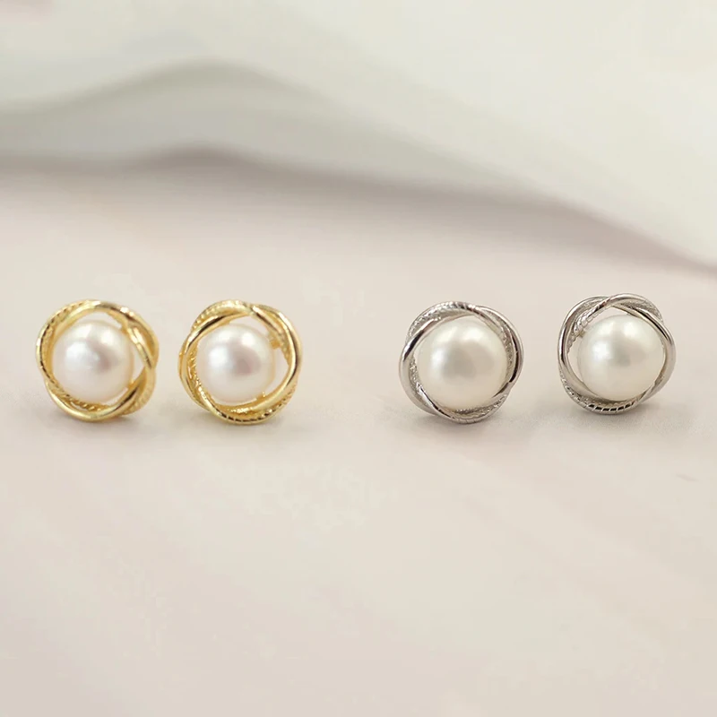 Huitan Chic Small Round Imitation Pearl Stud Earrings for Women Daily Wear Simple Elegant Female Earrings Fancy Anniversary Gift