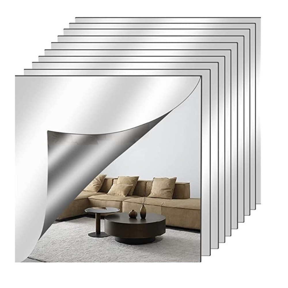 1pc Self Adhesive Acrylic Mirror Sheet Shatterproof Simple Makeup Mirror 1.6mm Thick DIY Craft Hairdressing Wall Mirror Bathroom