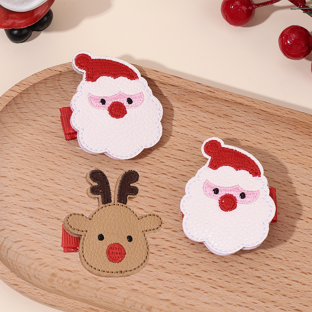 2Pcs Christmas Cartoon Hair Clips Cute Santa Claus Reindeer Hairpins New Year Side Barrette For Girls Kids Headwear Accessories
