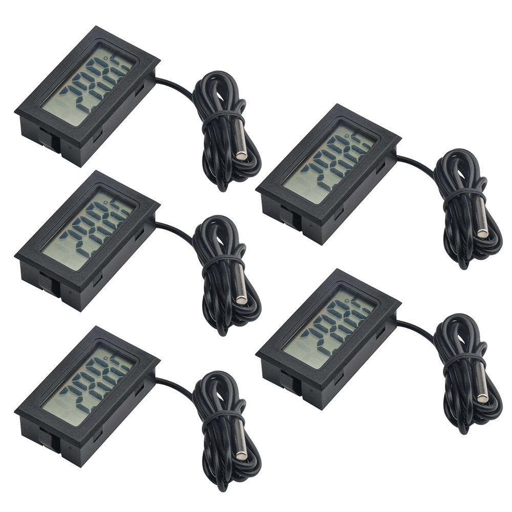 5/1pc FY-10 Mini Digital Thermometer Aquarium Car Water Bath Temperature Tester Detector Monitor Embedded Temperature Sensor 1M