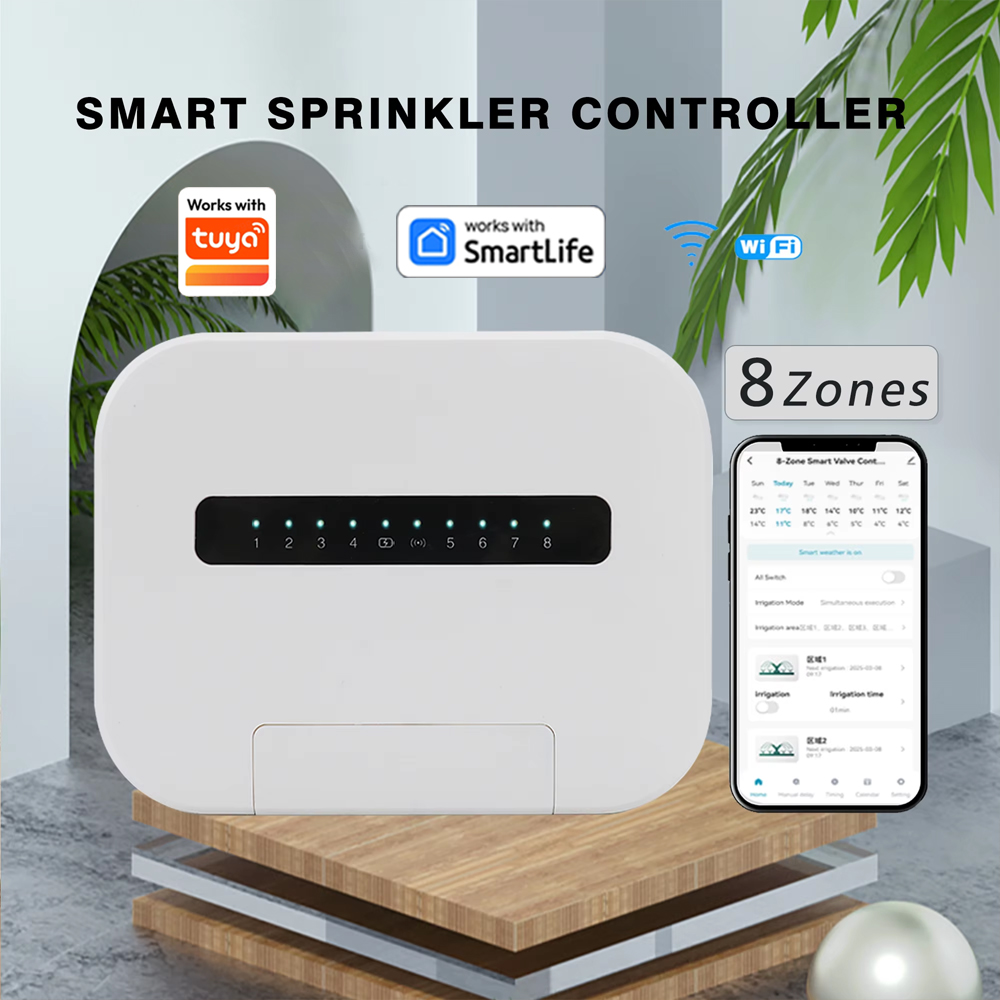 Tuya Indoor Smart Sprinkler Controller Indoor Smart Sprinkler Controller Irrigation System Remote Control 6 Zone EU Plug