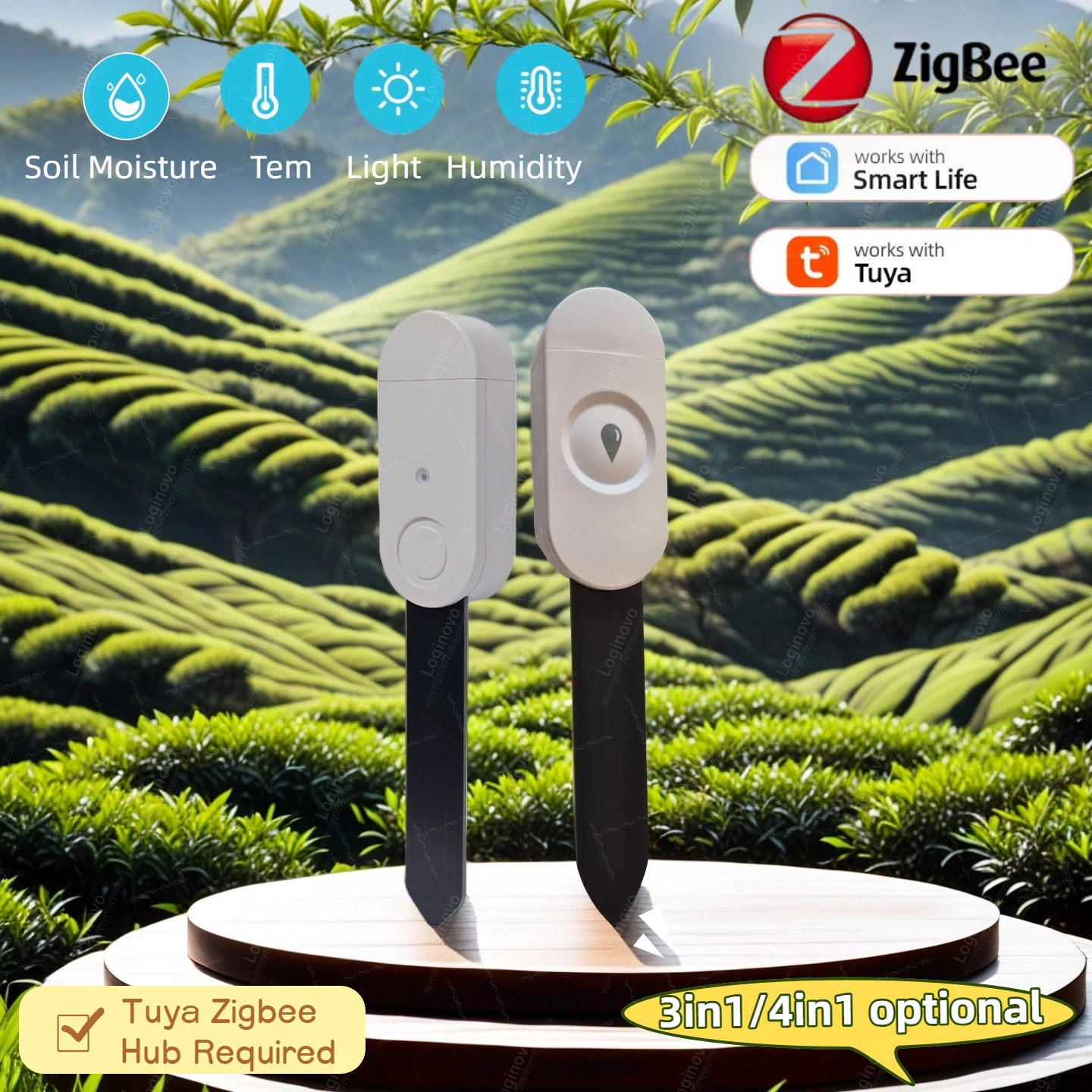 Zigbee Temperature Humidity Moisture Sensor Smart Soil Light Tester Fertility Detector App Monitor For Home Garden TUYA 2MQTT