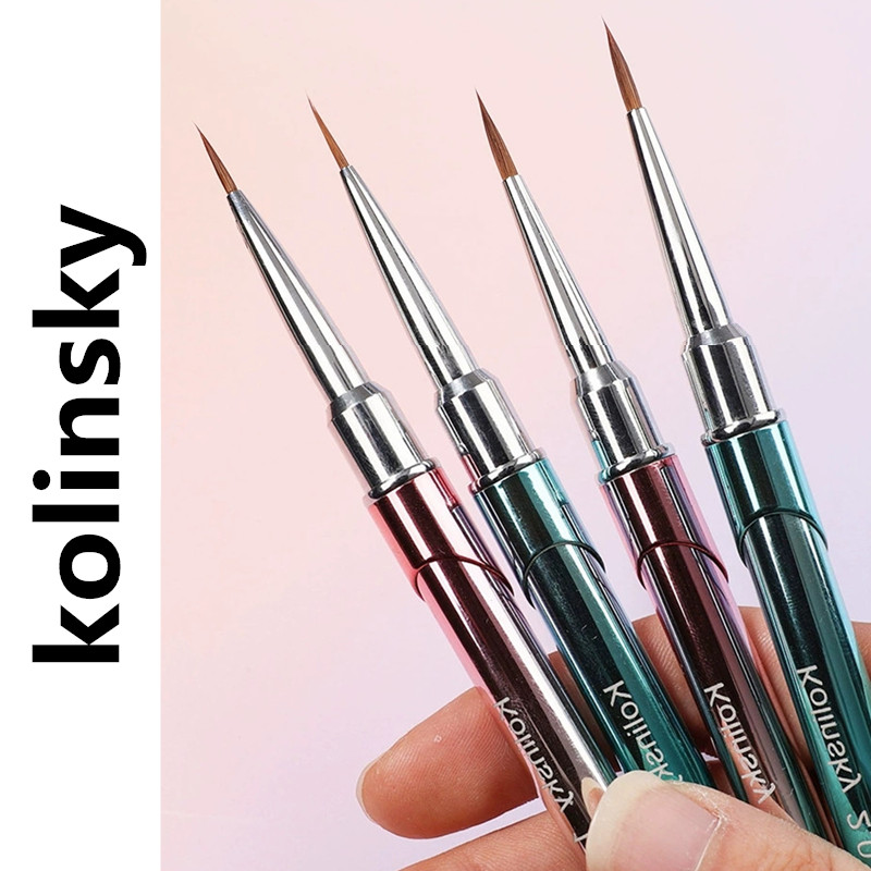 1PC Metal Handle Nail Brush Mink Hair Manicure Brushes UV Gel Painting Drawing Nail Pens Salon Nail Tools