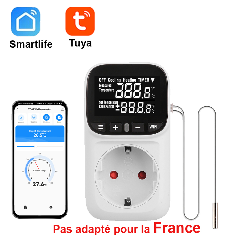 Tuya Digital Temperature Controller Socket Thermostat 16A EU Plug With Timer Switch Heating Cooling For Refrigerator Aquaculture