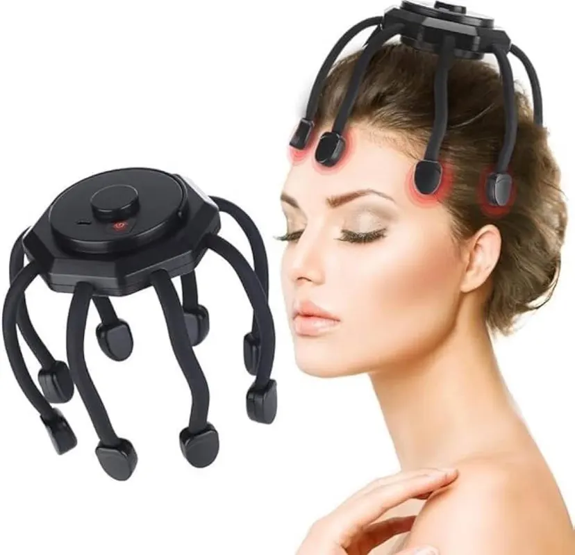 Electric Scalp Massagers Octopus Head Massager, 360 Degree Automatic Rechargeable Handfree Relax Massage with 3 Vibration Mode for Stress Pain Relax Headache Pain Relief Machine