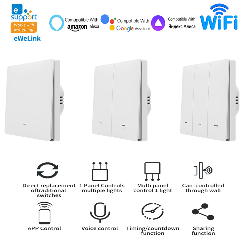 Smart Switch eWeLink WiFi Button Wall Switch Zigbee Timer Switch Smart Speaker Voice Control