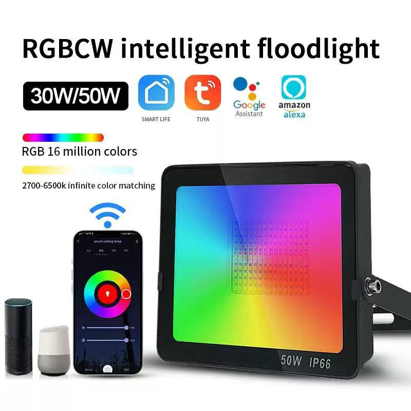 IP65 Smart LED Outdoor Light Tuya WIFI Control LED Flood Light RGBCW Dimmable 50W floodlights lightify