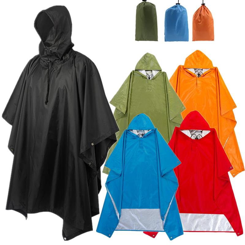 3 in 1 Waterproof Long Raincoat Women Men Rain Coat Jacket Hooded Poncho for Outdoor Hiking Travel Fishing Rainwear Suit