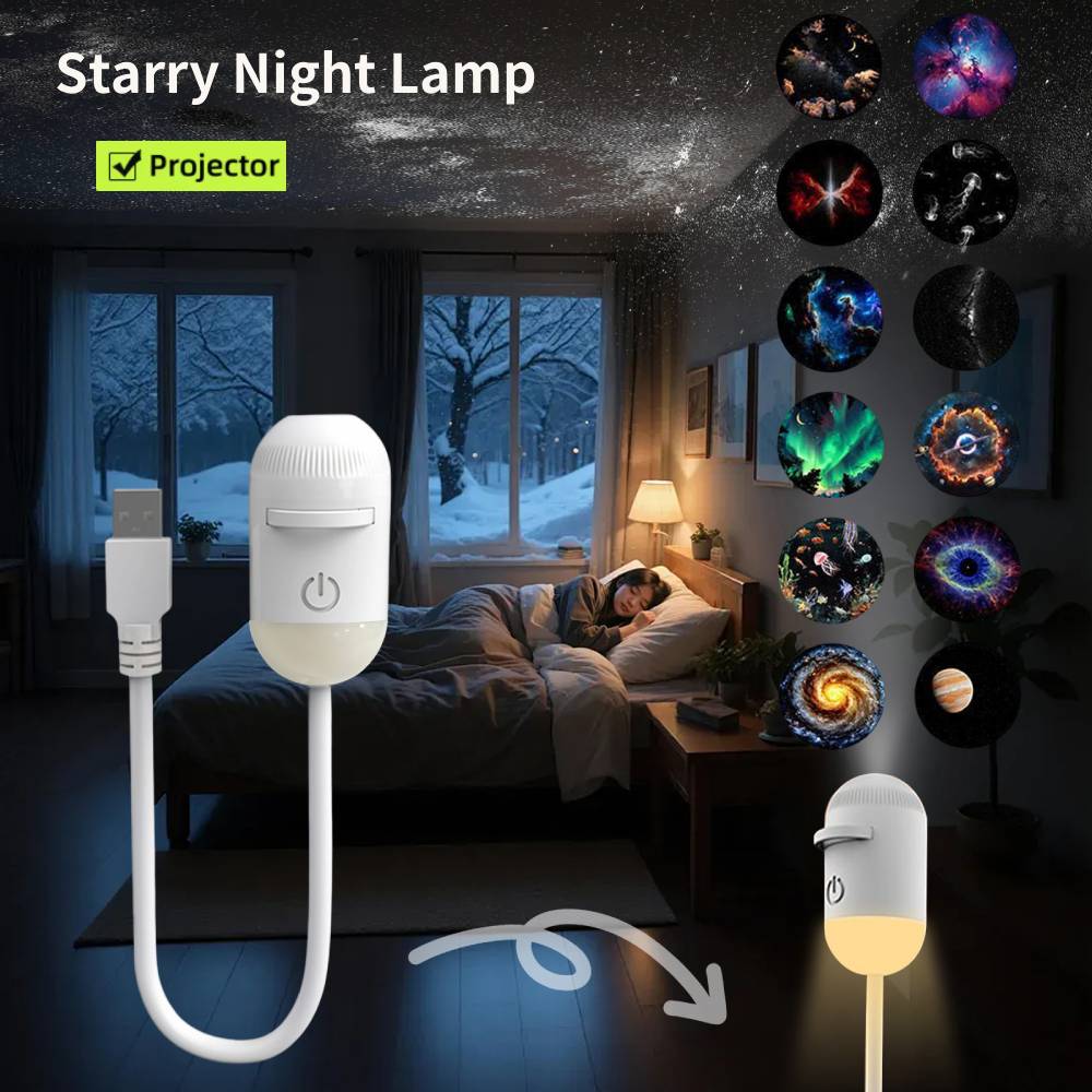 Mini Star Projector Night Light Starry Sky Ambient Lamp USB Car Atmosphere Projector Light for Bedroom Sleep & Decoration