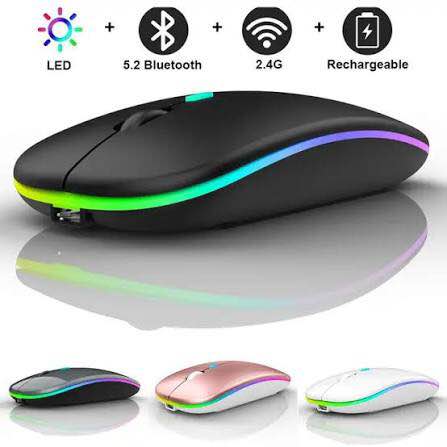 Dual Rechargeable Bluetooth and 2.4G Wireless Mouse 2 in 1 Mouse
