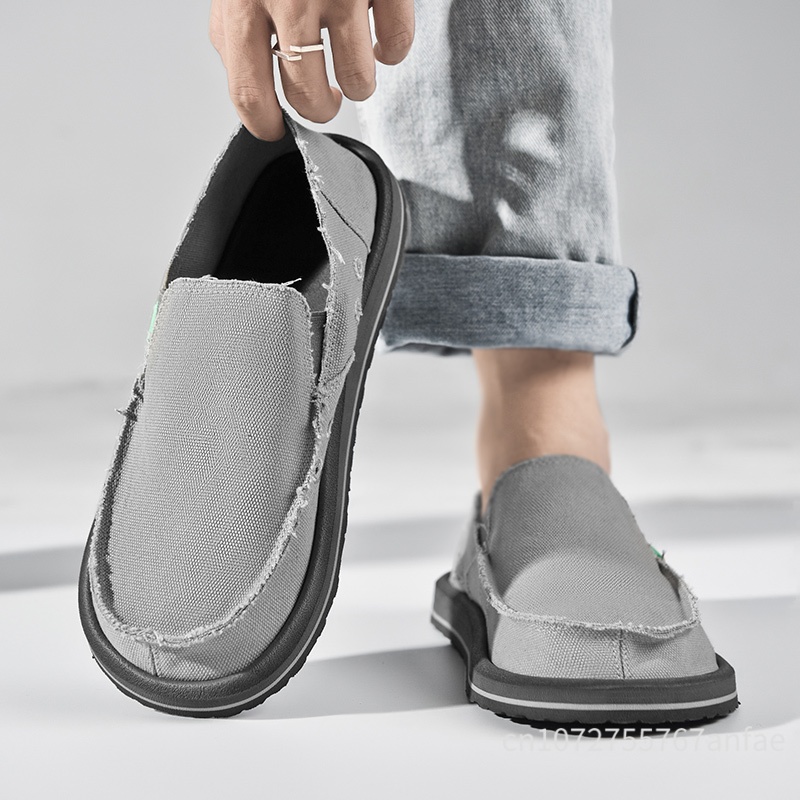 2026 New Spring Handmade Canvas Casual Men Shoes Design Fashion Sneakers Man Loafers Breathable Low Top Flat Shoes Soft Driving