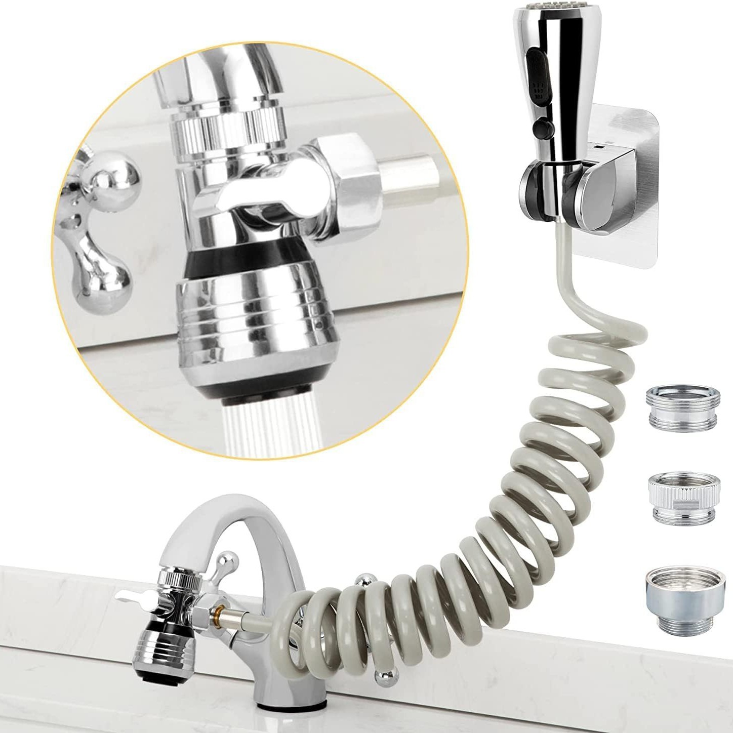 Shampoo Artifact Pull Faucet Hand-Held Shower Set Wash Basin Pool Toilet Extender