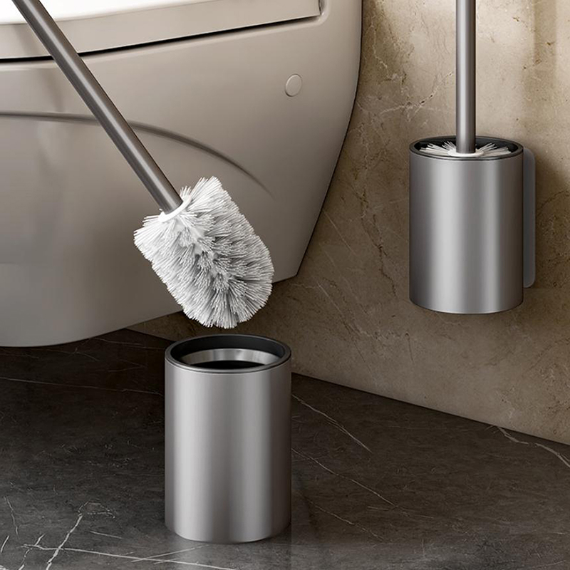 No Dead Angle Washing Toilet Brush Wall Hanging Perforation-free Toilet Cleaning Equipment Space Aluminum Toilet Brush