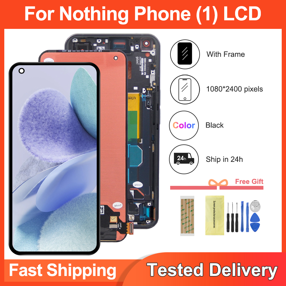 6.55" LCD Display Touch Screen Digitizer with Frame Assembly Replacement for Nothing Phone (1) A063 Digitizer Frame Set