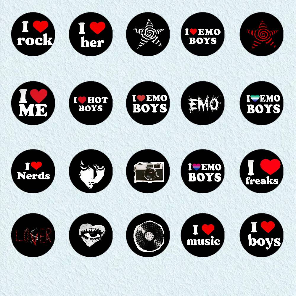 Black I Love Me EMO Boys Cool Badges Fashion New Hip Hop Versatile Round Metal Badge Cartoon Pin Wholesale