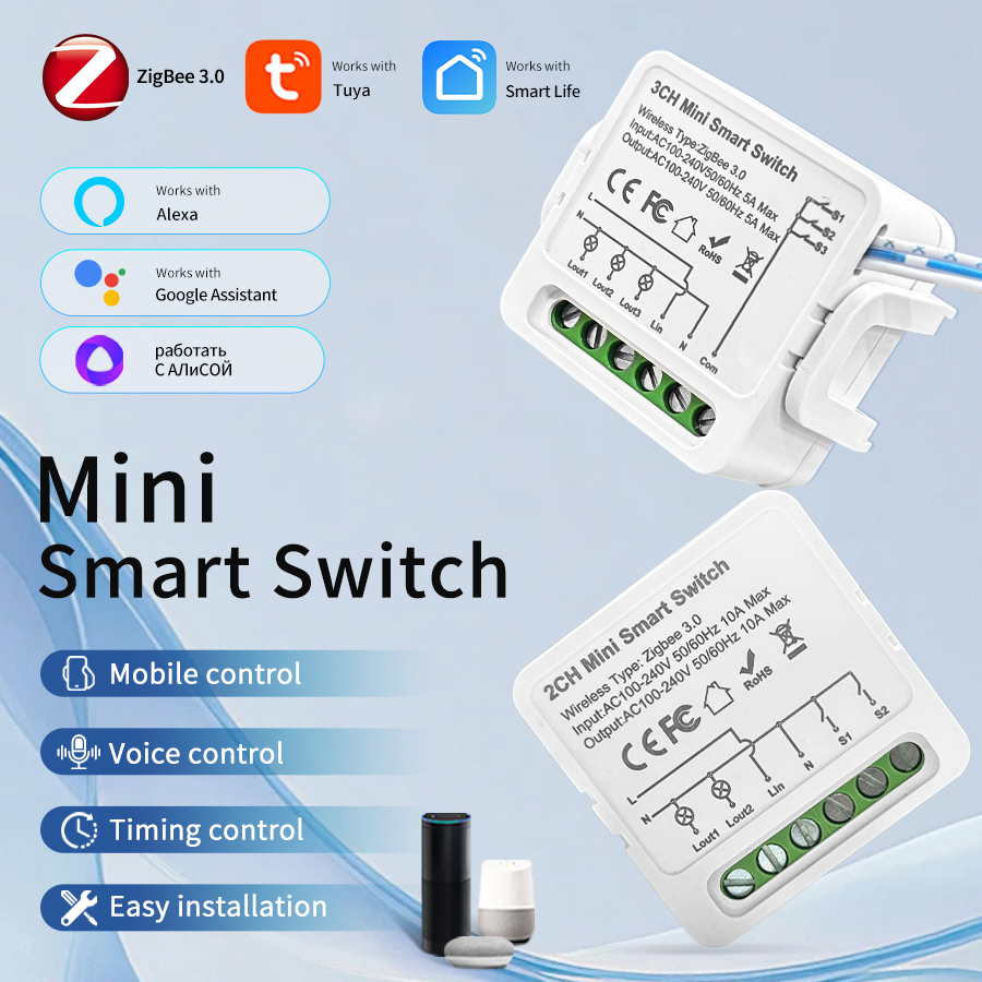LED Dimmer Switch 100-240V For Zigbee For Tuya Smart Home Automation, Built-in Light Dimming Control For Alexa Voice