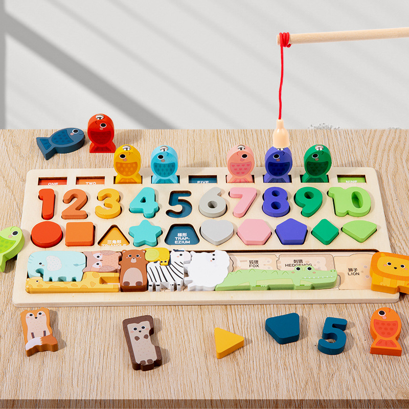 Montessori Wooden Toys Kids Busy Board Shape & Number Matching Digital Shape Educational Toys For Children