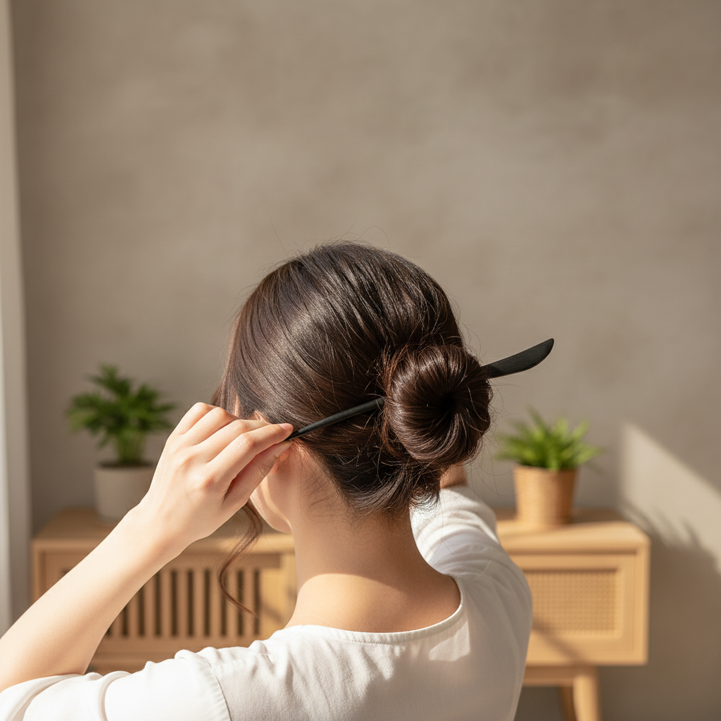 Black Wooden Hairpin for Women Classic Natural Wood Hair Stick for Bun and Updo Hairstyles Traditional Chinese Style Accessory
